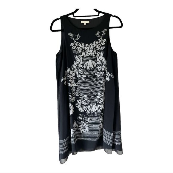 Max Studio Dresses & Skirts - Max Studio Sleeveless Black/White ‎ Floral Chiffon Flowy Dress Size Small